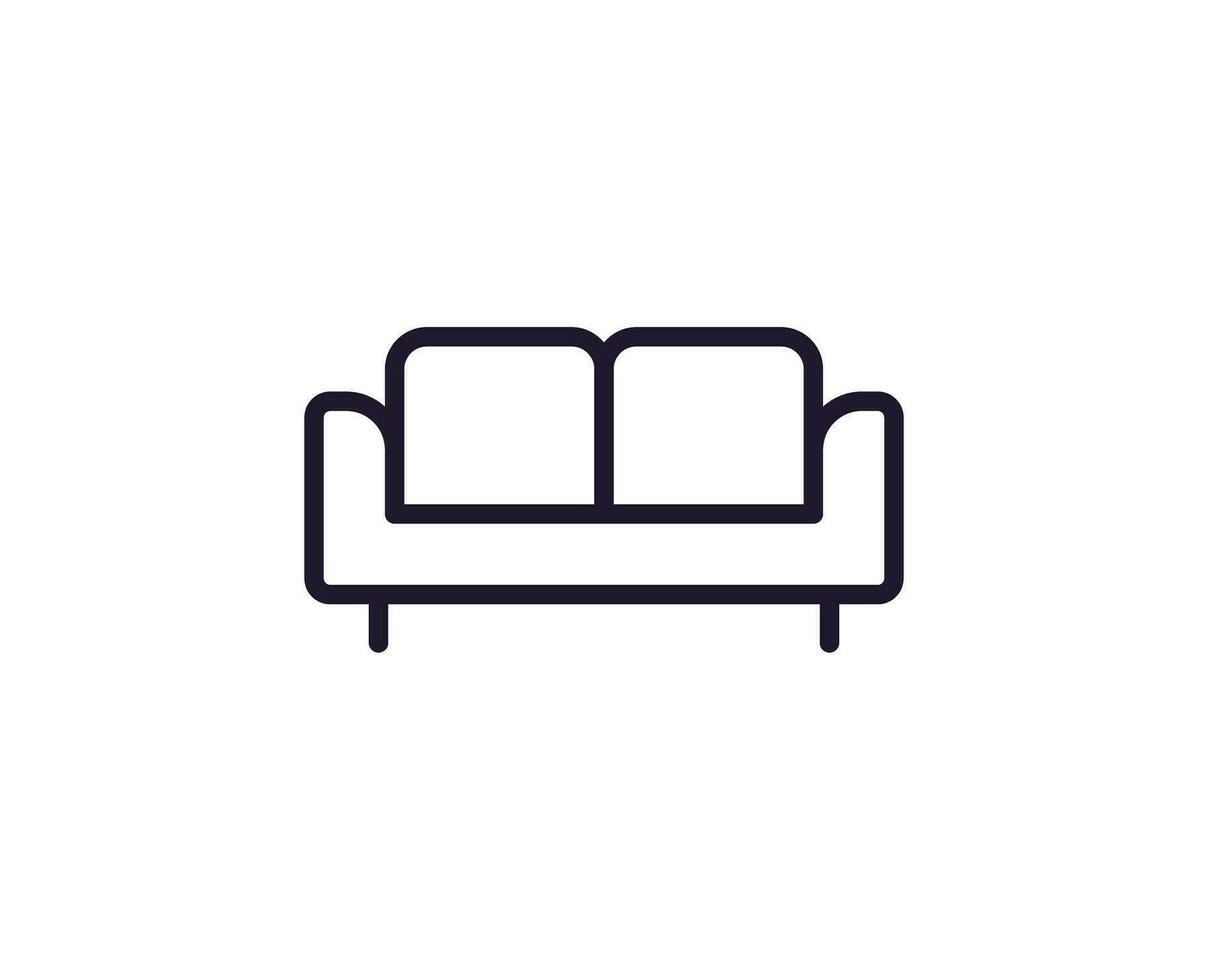 Sofa concept. Single premium editable stroke pictogram perfect for logos, mobile apps, online shops and web sites. Vector symbol isolated on white background.