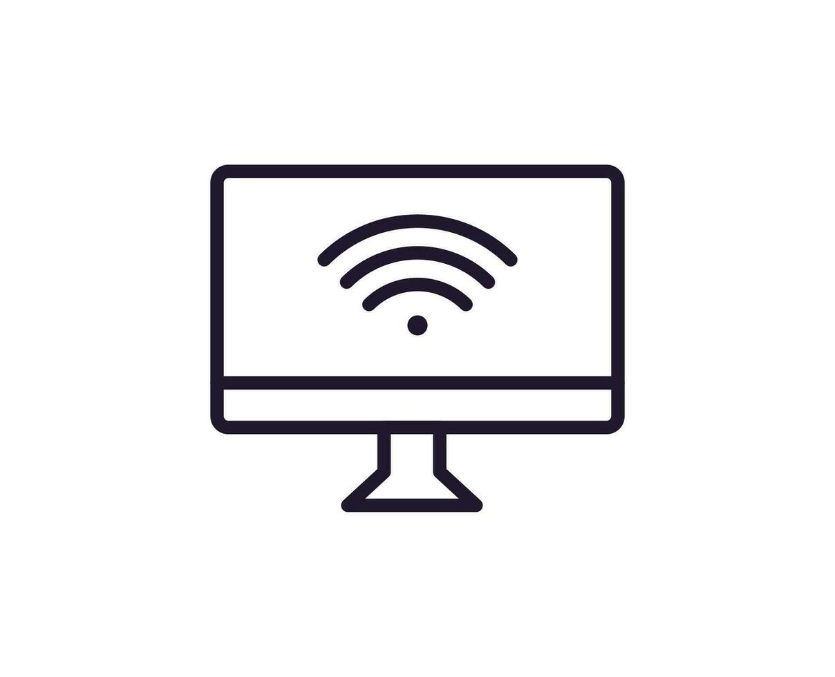 Computer line icon on white background vector