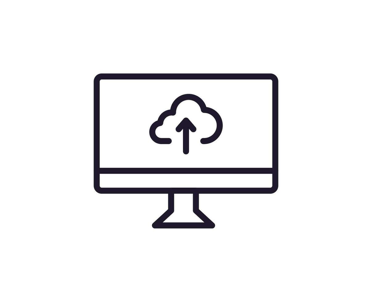 Computer line icon on white background vector