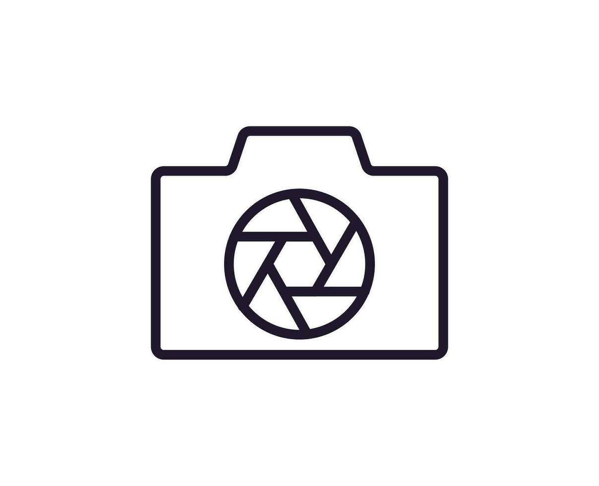 Camera concept. Single premium editable stroke pictogram perfect for logos, mobile apps, online shops and web sites. Vector symbol isolated on white background.