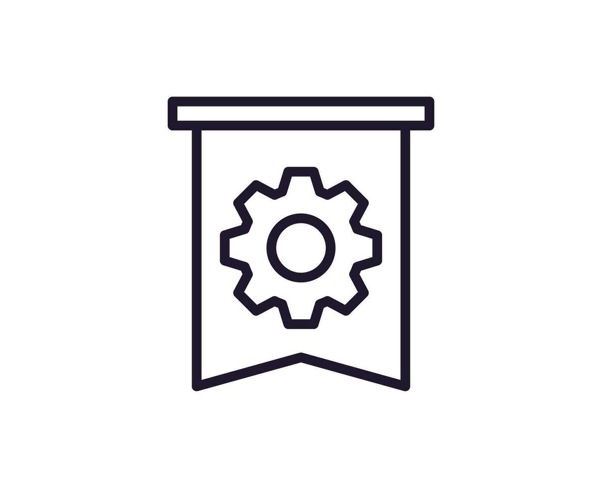 Gear concept. Single premium editable stroke pictogram perfect for logos, mobile apps, online shops and web sites. Vector symbol isolated on white background.