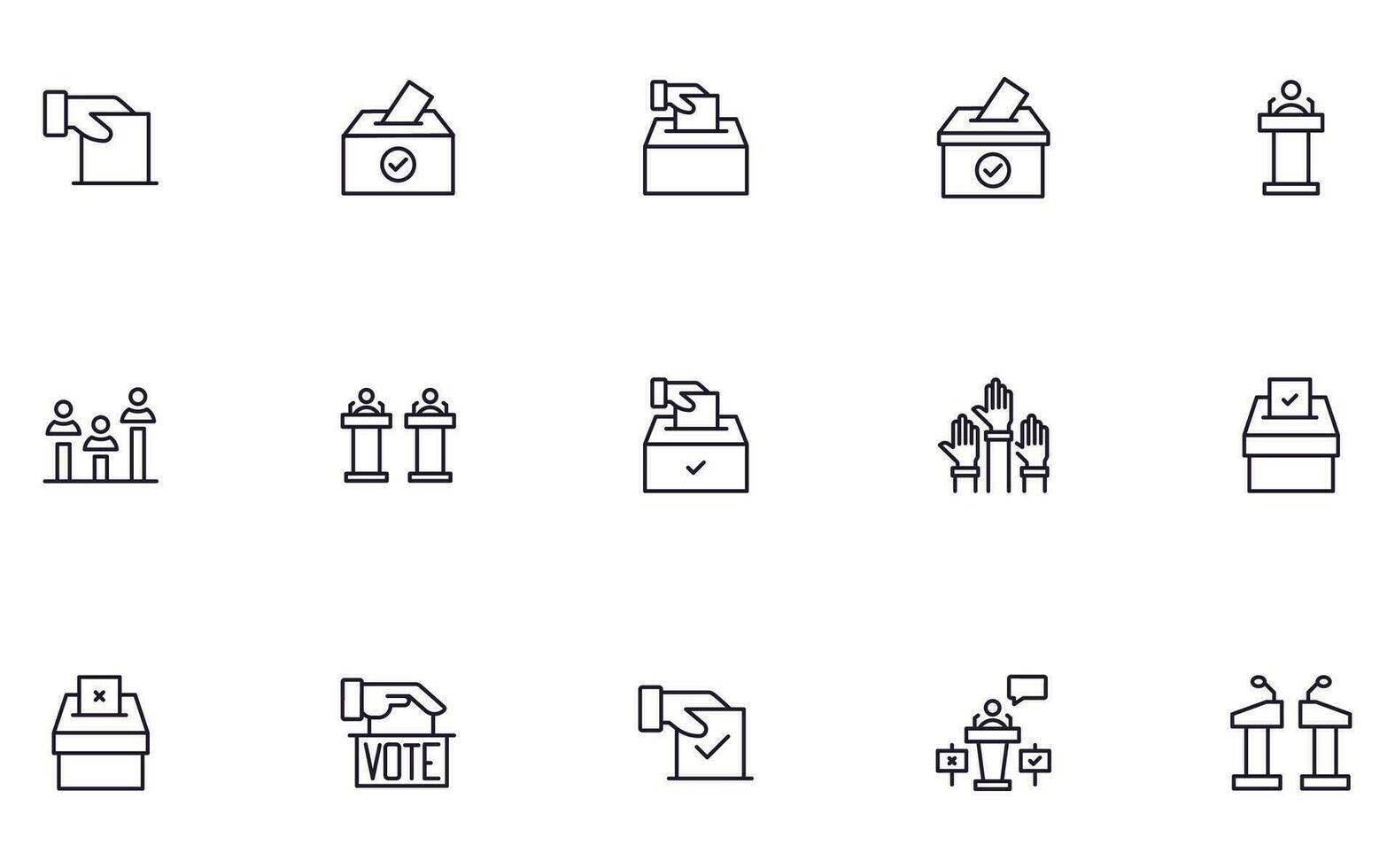 Collection of modern election outline icons. Set of modern illustrations for mobile apps, web sites, flyers, banners etc isolated on white background. Premium quality signs. vector