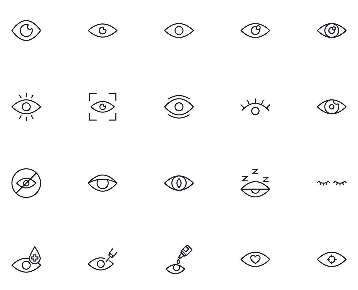 Eye concept. Collection of eye high quality vector outline signs for web pages, books, online stores, flyers, banners etc. Set of premium illustrations isolated on white background