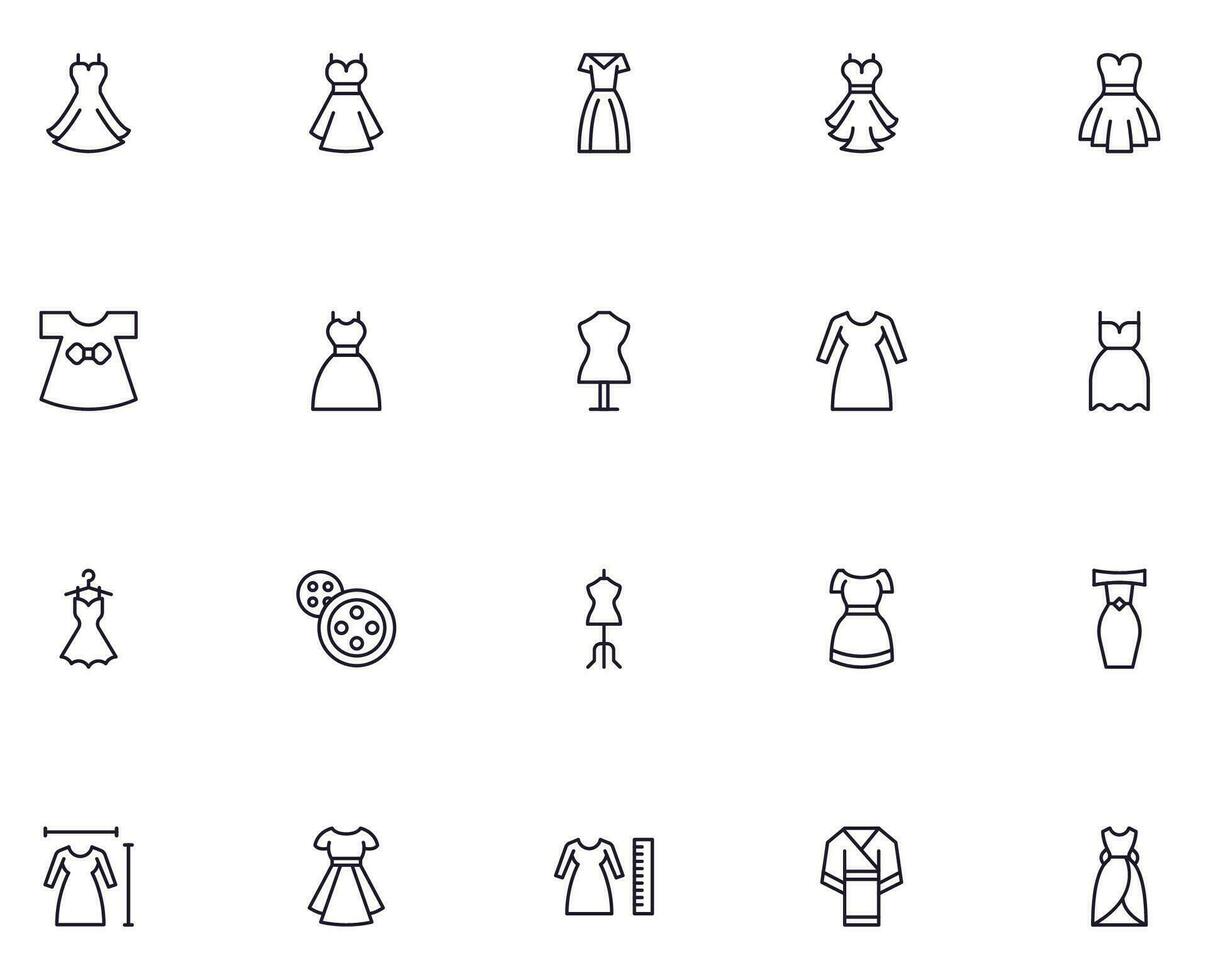 Dress concept. Collection of clothes high quality vector outline signs for web pages, books, online stores, flyers, banners etc. Set of premium illustrations isolated on white background