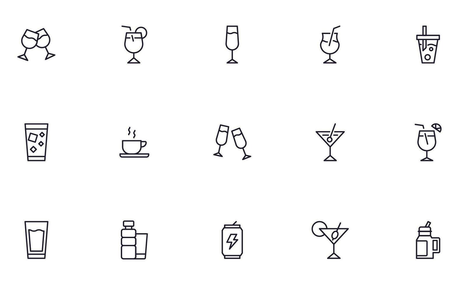 Drinks concept. Collection of modern high quality drink line icons. Editable stroke. Premium linear symbol for web sites, flyers, banners, online shops and companies. vector