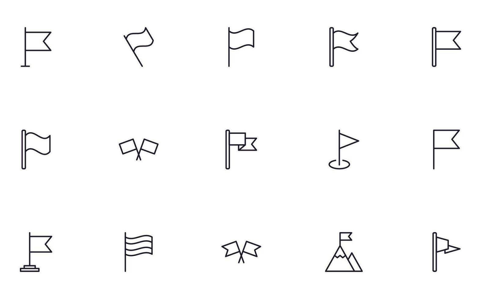 Flag concept. Collection of modern high quality line icons. Editable stroke. Premium linear symbol for web sites, flyers, banners, online shops and companies. vector