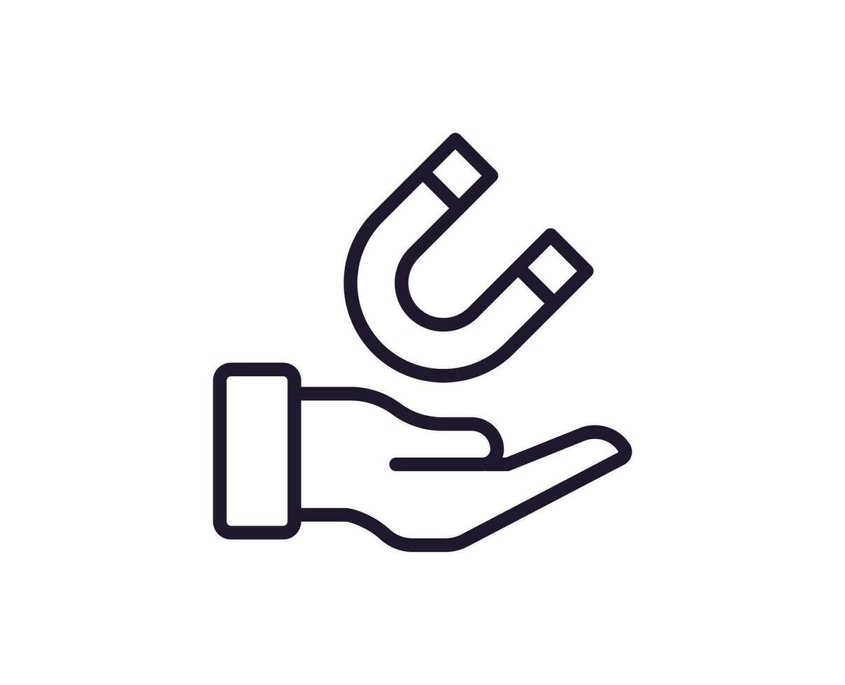Single line icon of magnet on isolated white background. High quality editable stroke for mobile apps, web design, websites, online shops etc. vector