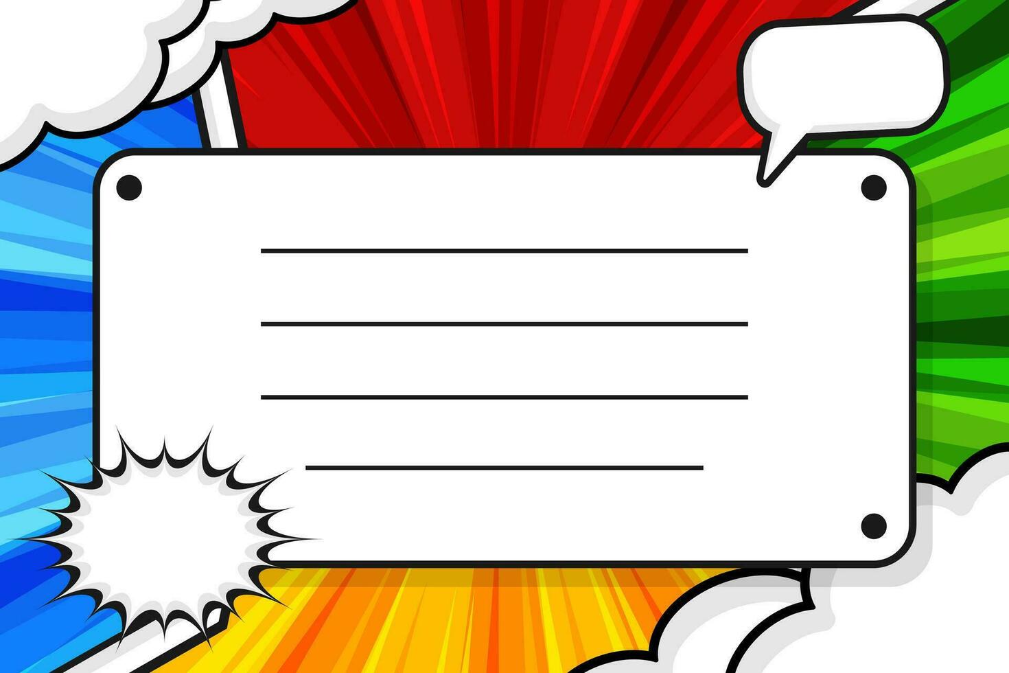 Blank comic book frame background template with cloud vector