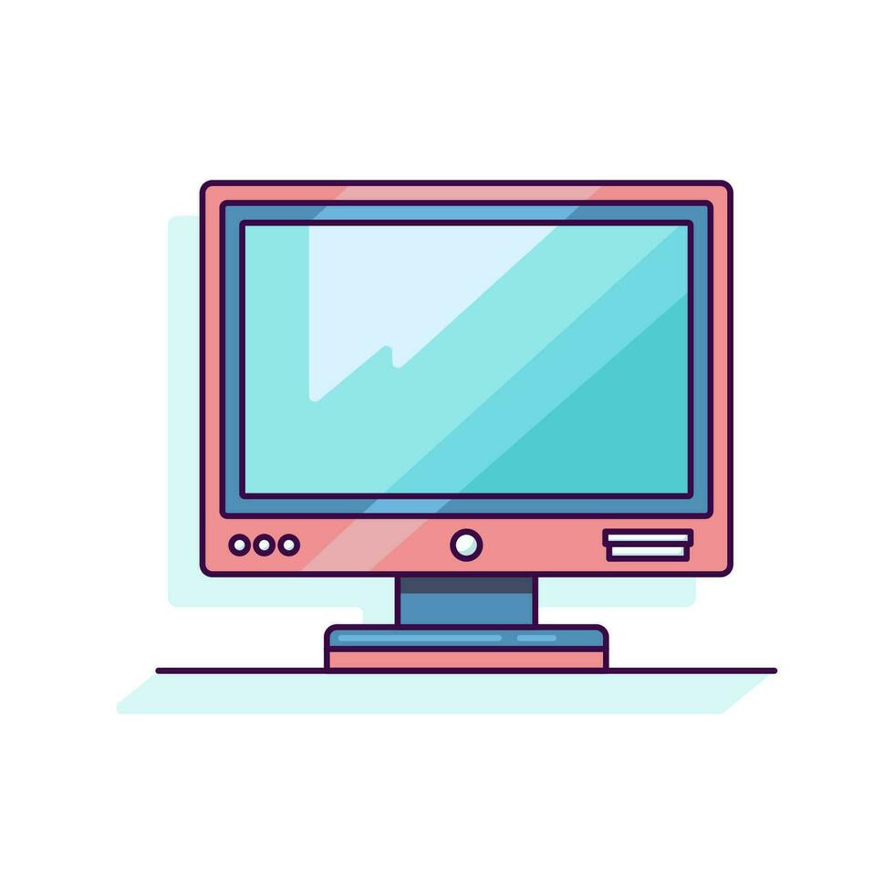 Computer Flat Illustration. Perfect for different cards, textile, web sites, apps vector