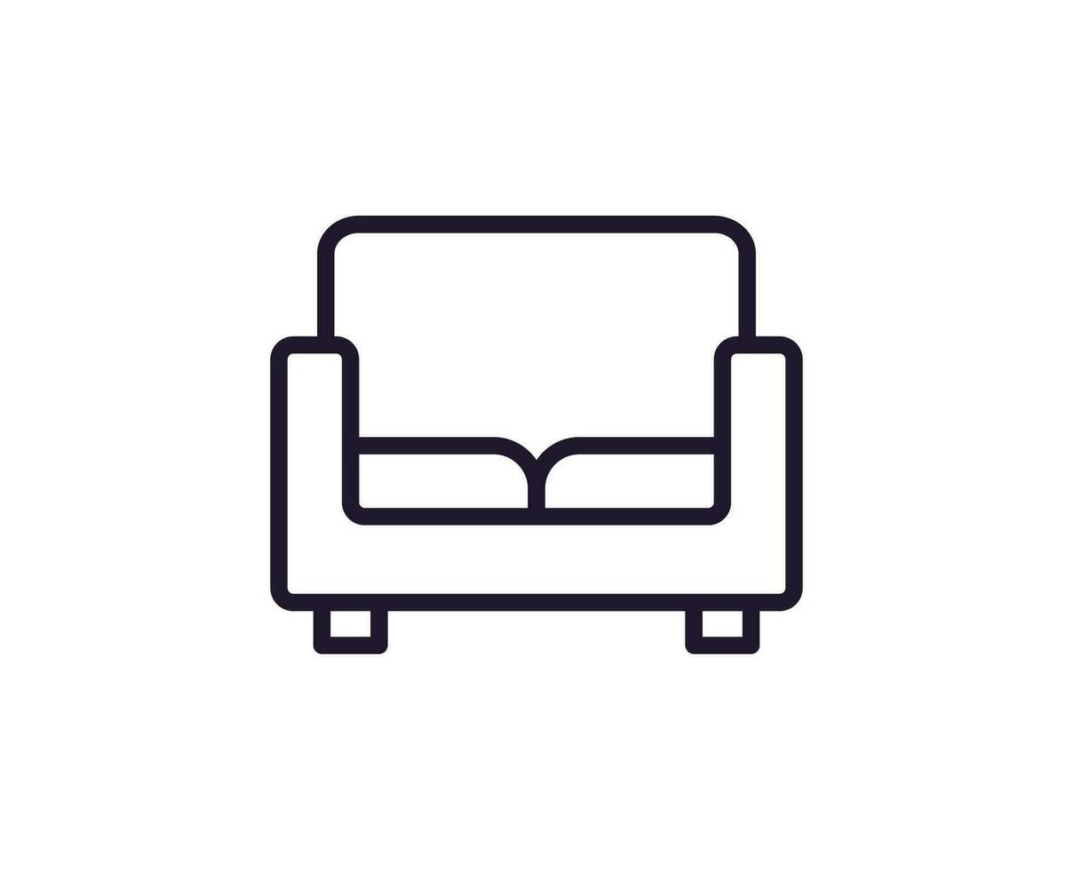 Sofa concept. Single premium editable stroke pictogram perfect for logos, mobile apps, online shops and web sites. Vector symbol isolated on white background.