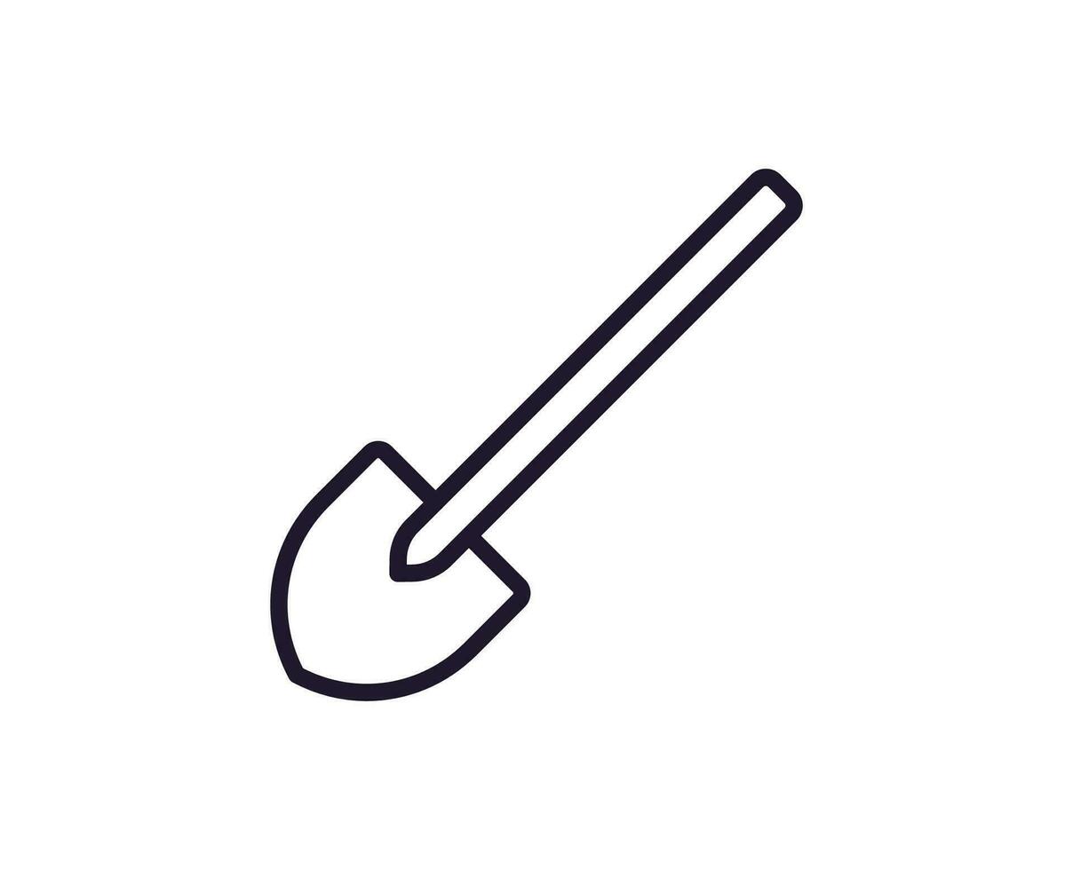 Shovel concept. Modern outline high quality illustration for banners, flyers and web sites. Editable stroke in trendy flat style. Line icon of shovel vector