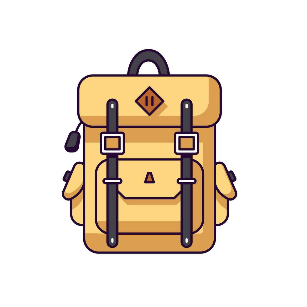 Backpack Vector Flat Illustration. Perfect for different cards, textile, web sites, apps