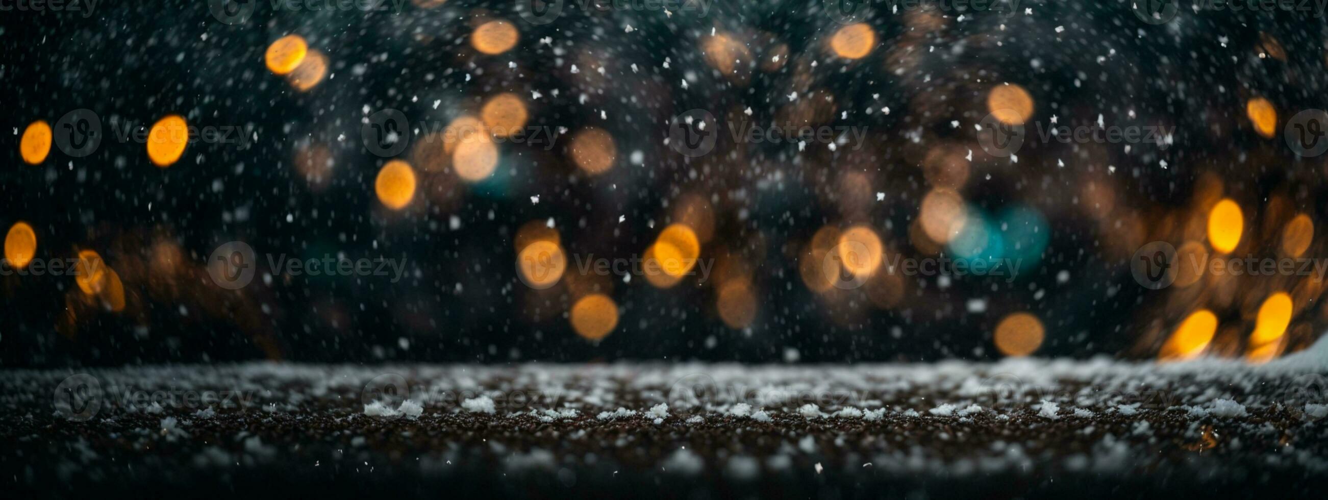 Falling Snow down On The Black Background.. AI generated photo