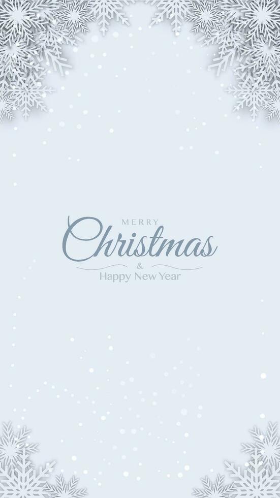 Merry Christmas background decorative design with White Origami Paper cut snow flake vector