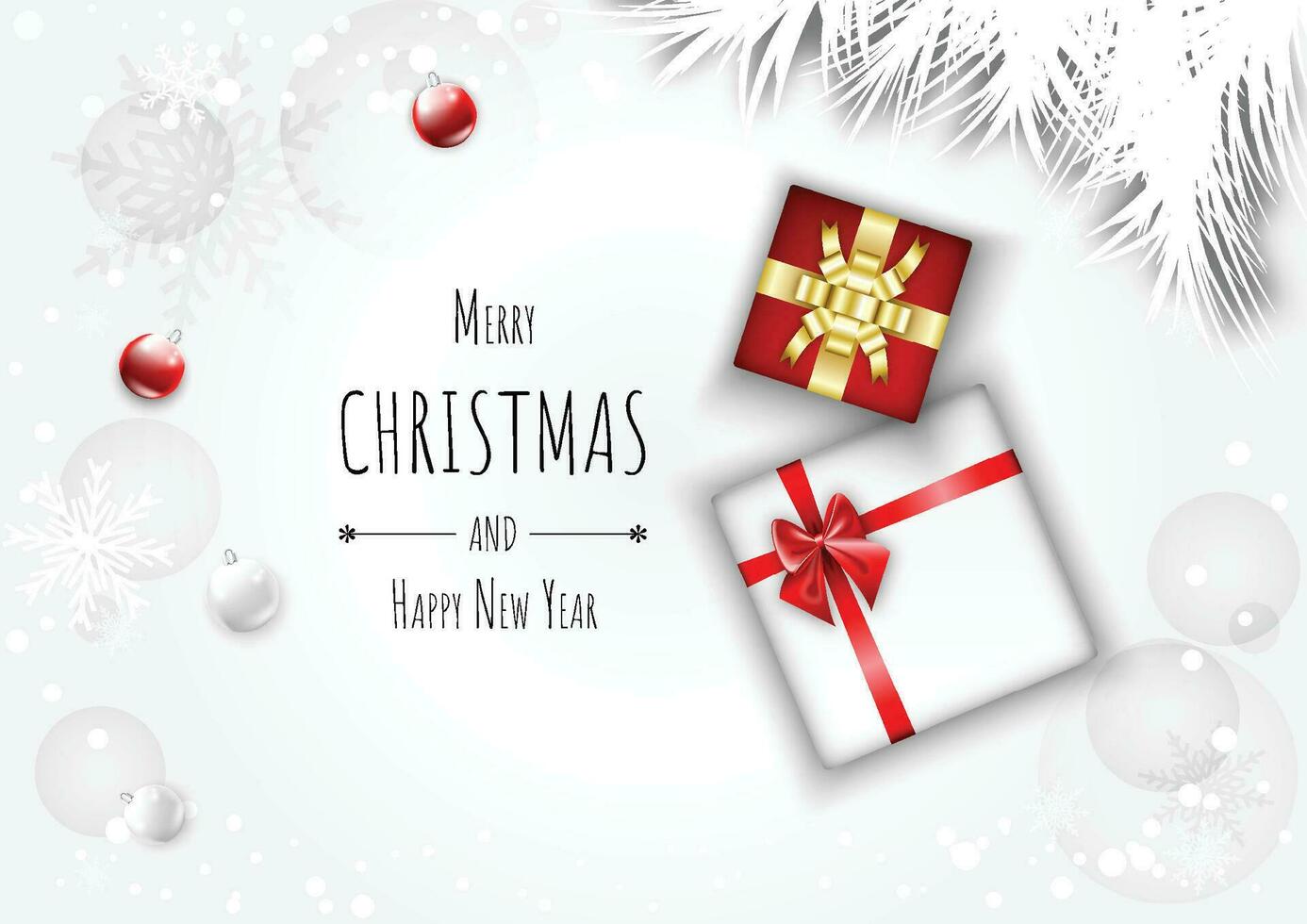 Merry christmas background with gift box and ball vector