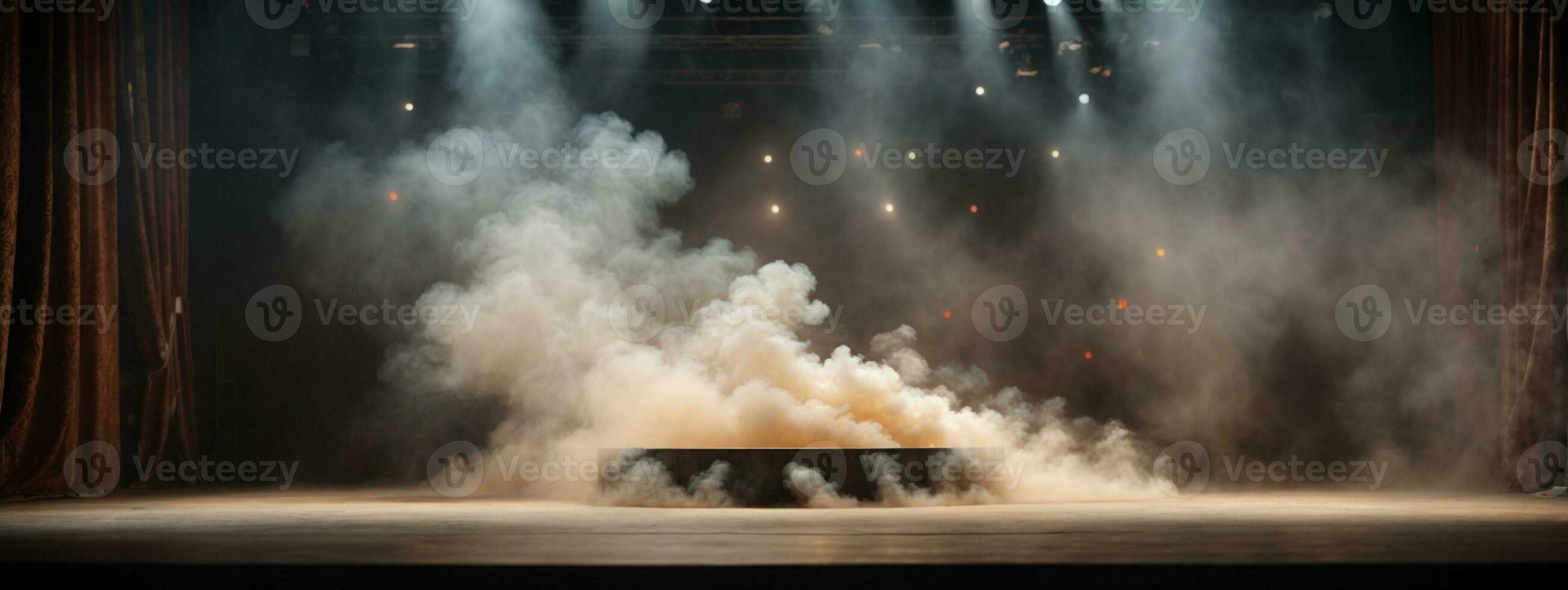 Stage white smoke spotlight background.. AI generated photo