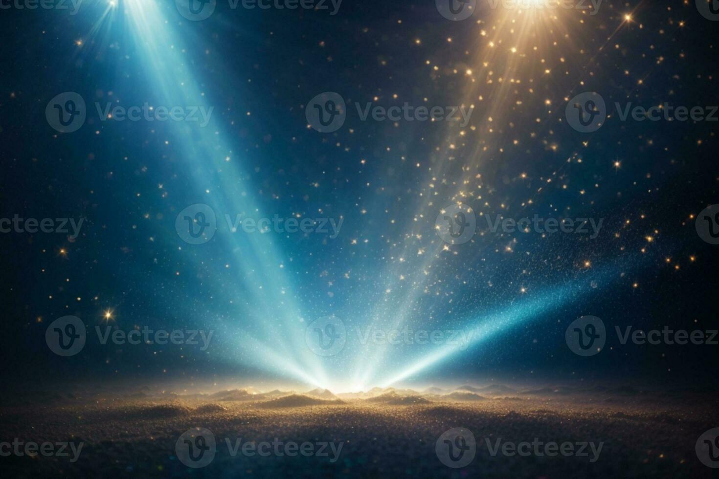 Abstract dark blue digital background with sparkling blue light particles and areas with deep depths Particles form into lines, surfaces and grids. AI generated photo