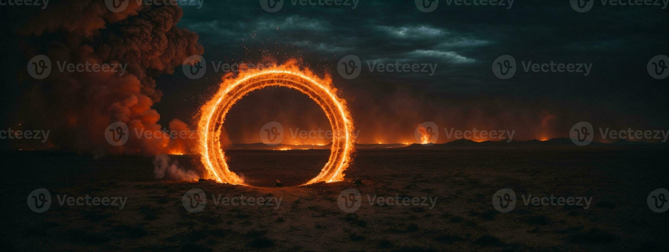 Ring of fire. AI generated photo