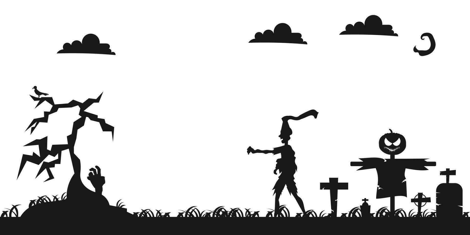 tomb With zombies Vector illustration background