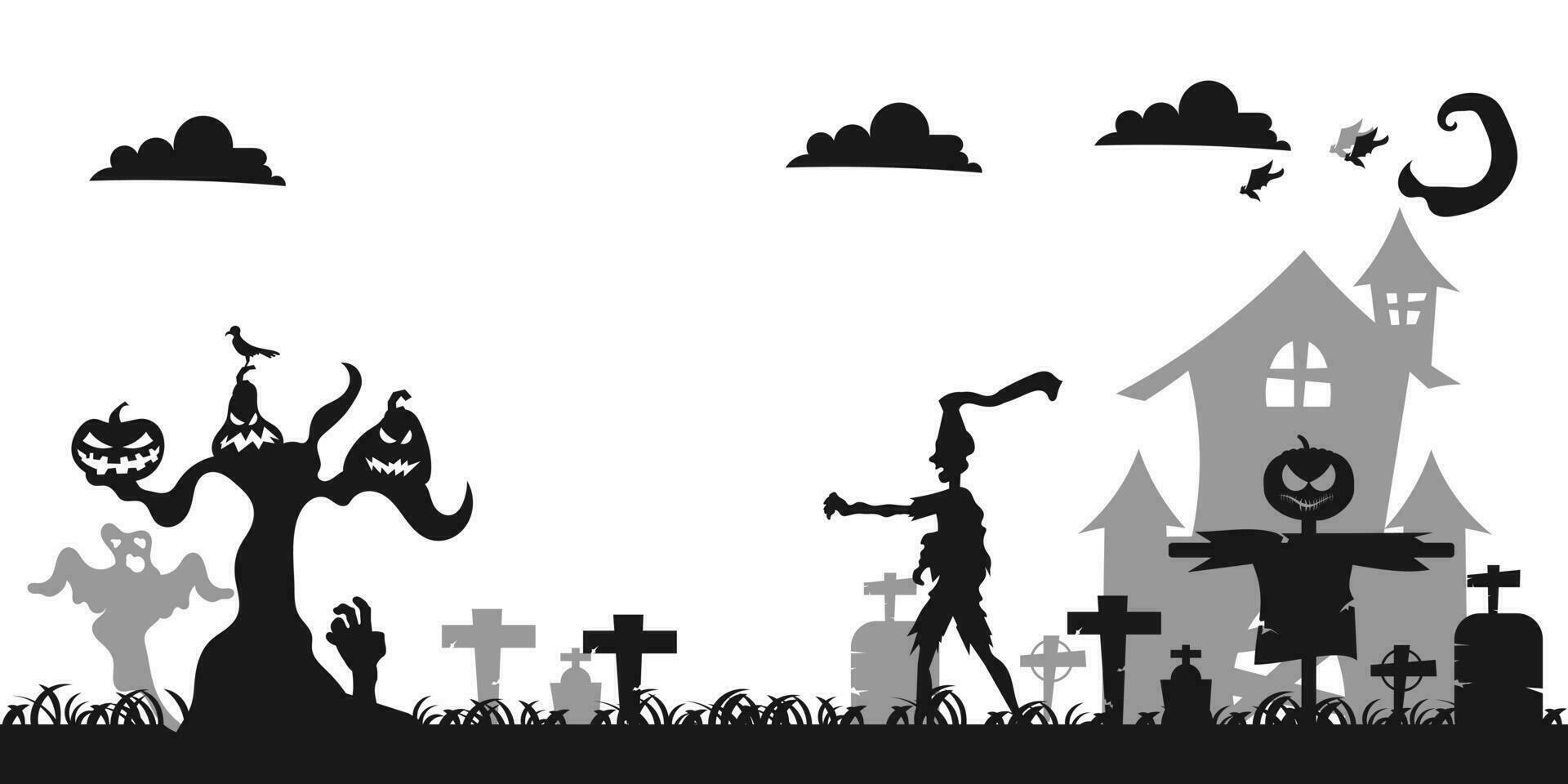 tomb With zombies Vector illustration background
