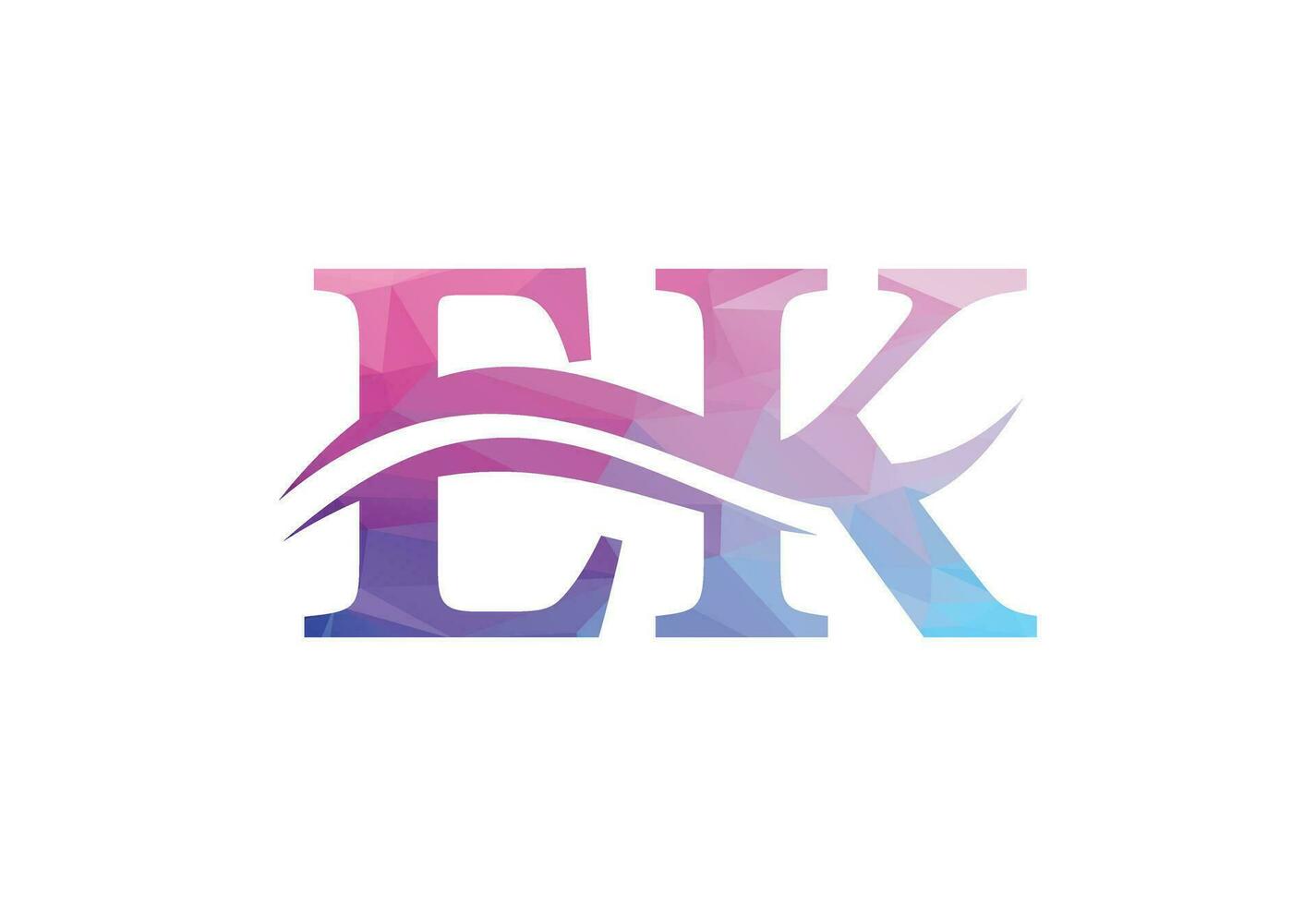 Low Poly and Alphabet initial EK letter logo design, Vector design template