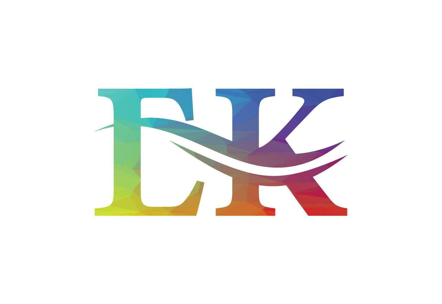 Low Poly and Alphabet initial EK letter logo design, Vector design template