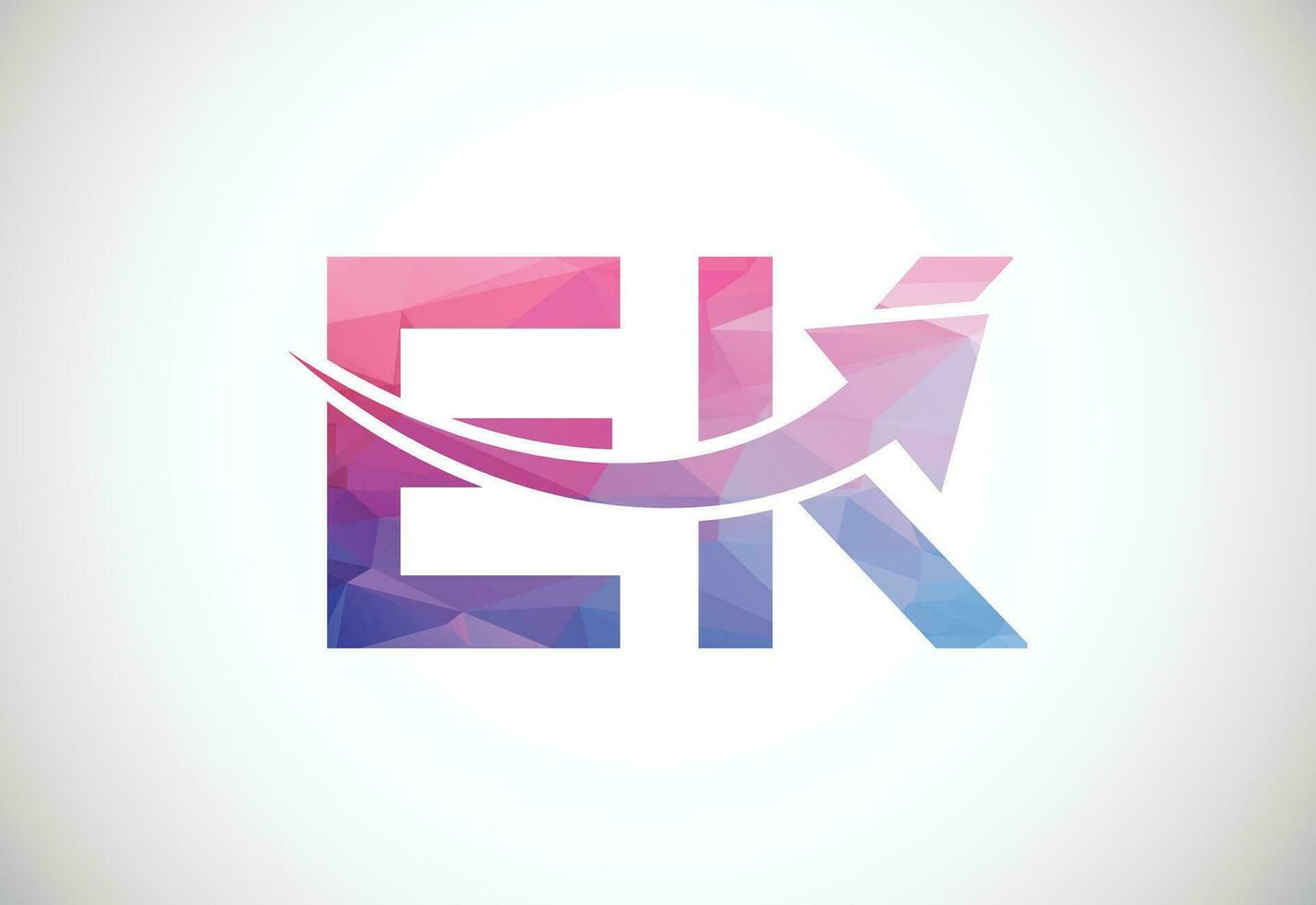 Low Poly and Alphabet initial EK letter logo design, Vector design template