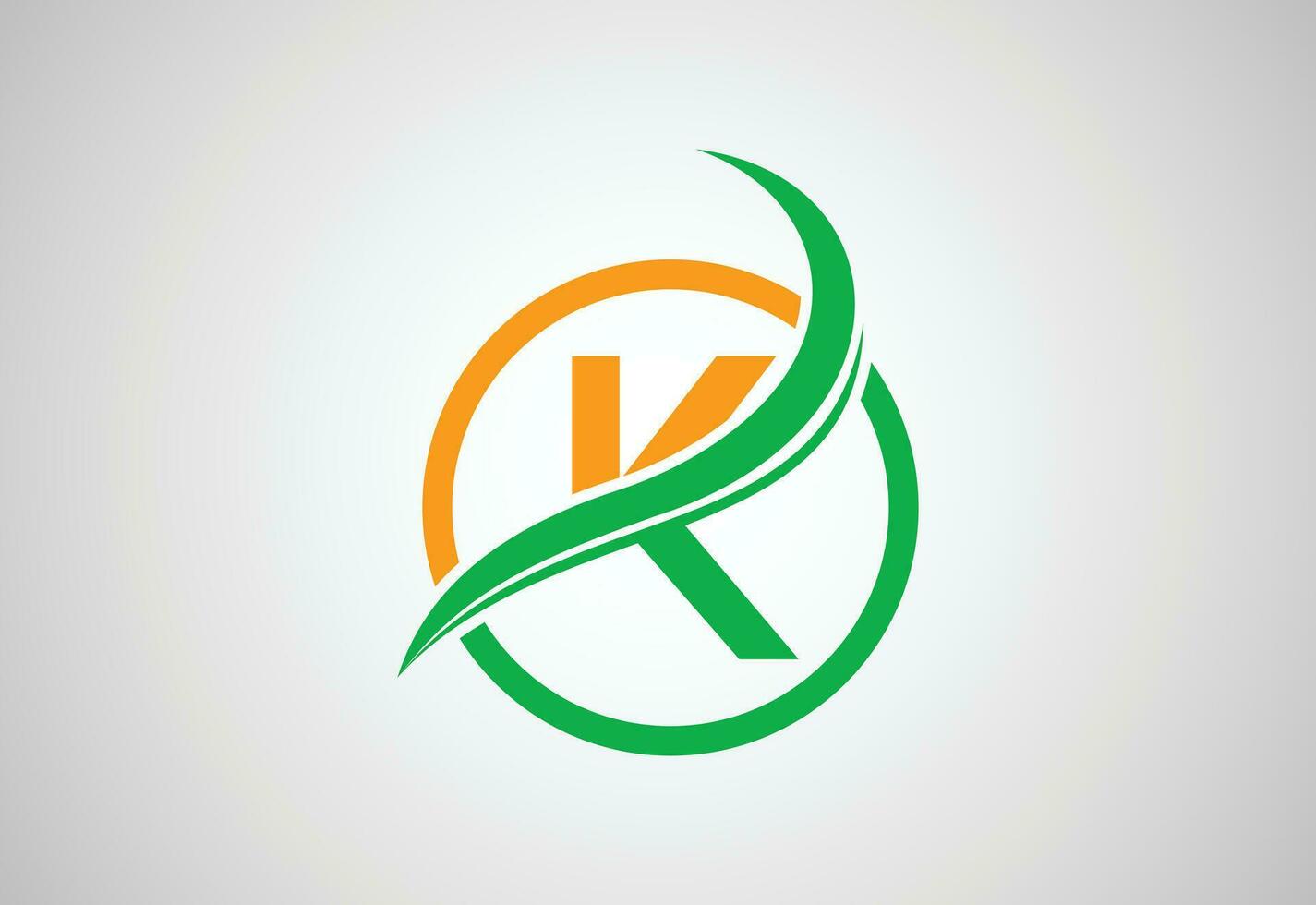 Alphabets initial K letter logo with Creative swoosh, Vector design concept