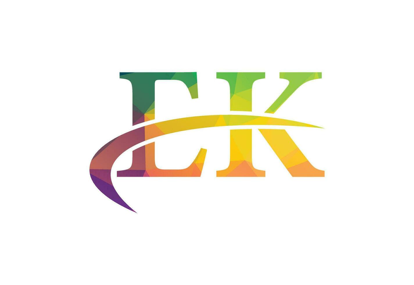 Low Poly and Alphabet initial EK letter logo design, Vector design template