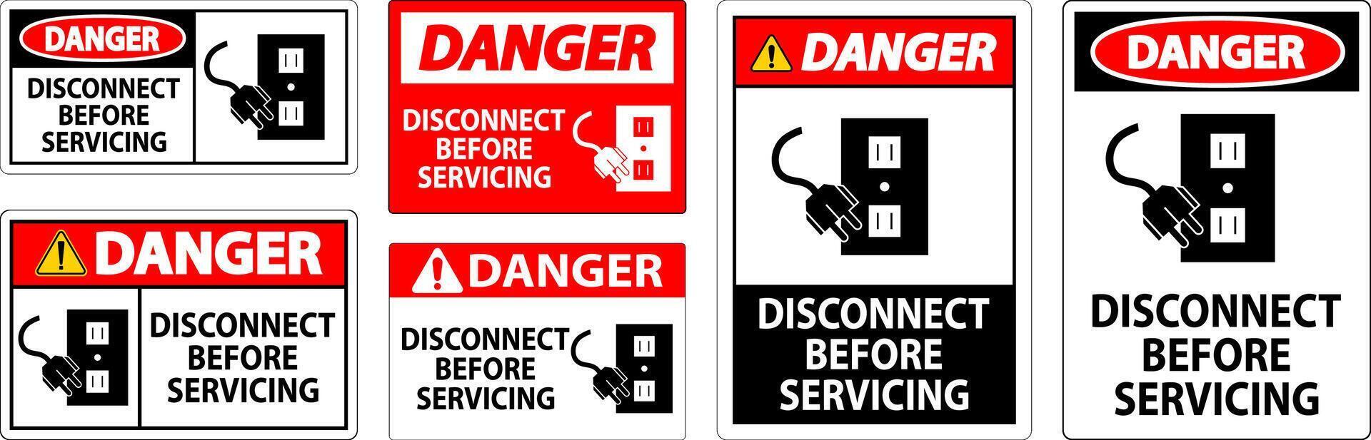 Danger Sign Disconnect Before Servicing vector
