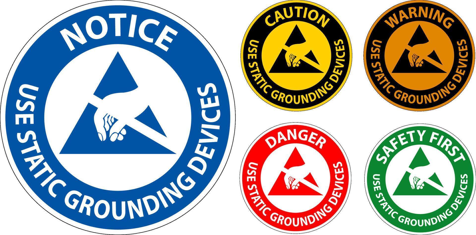 Caution Sign Use Static Grounding Devices vector