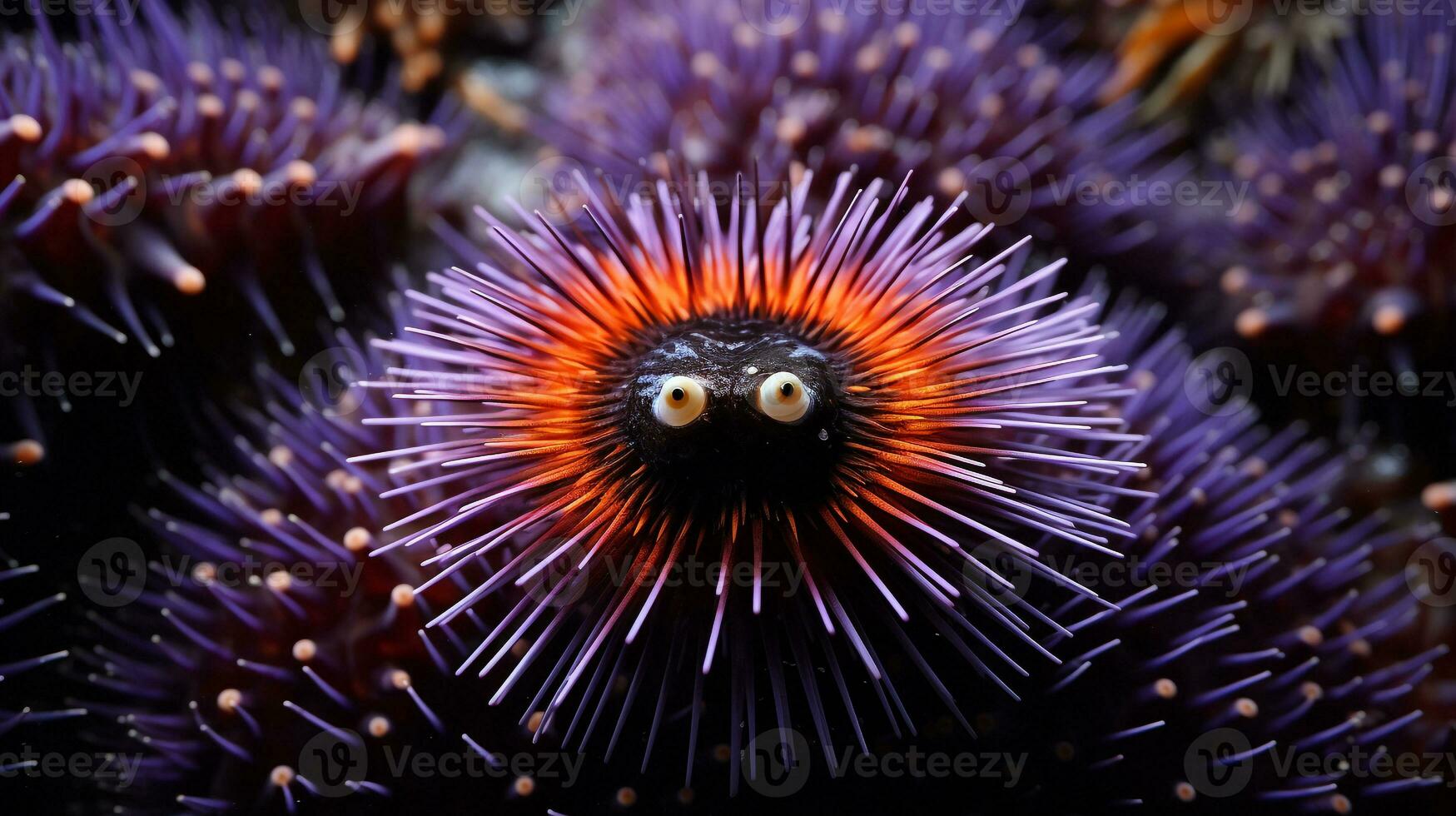 Wildlife photography of Photo of Urchin. Generative AI