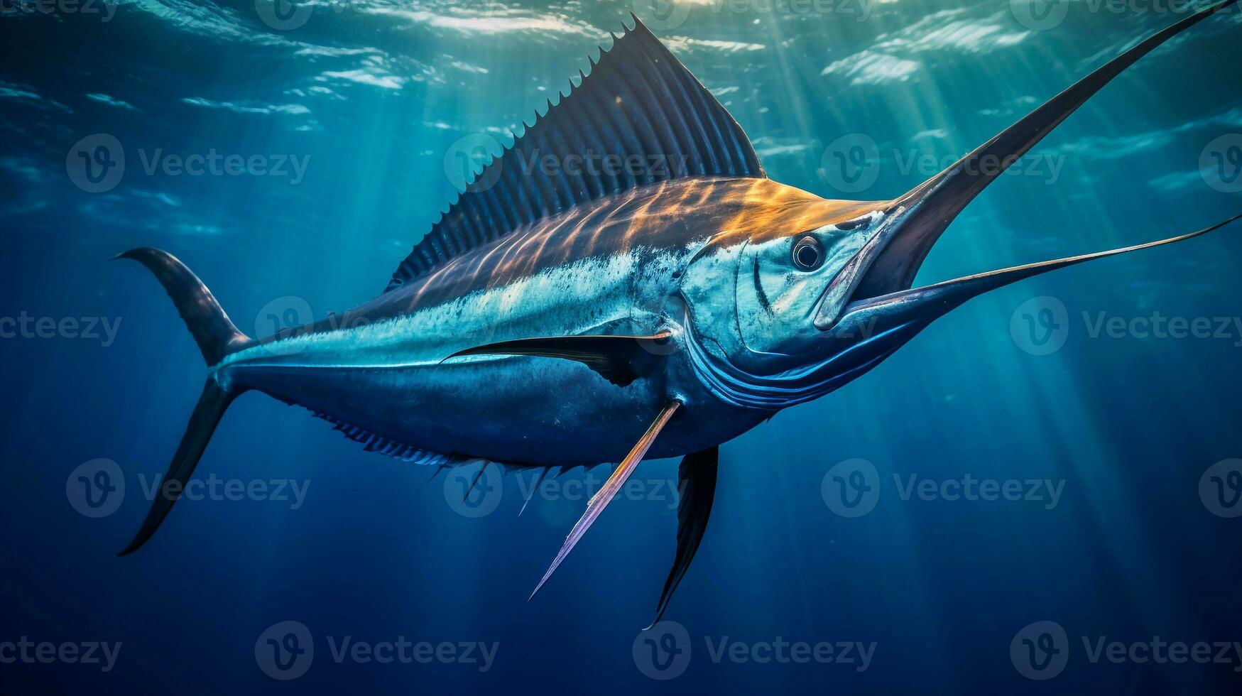 Wildlife photography of Photo of Swordfish. Generative AI