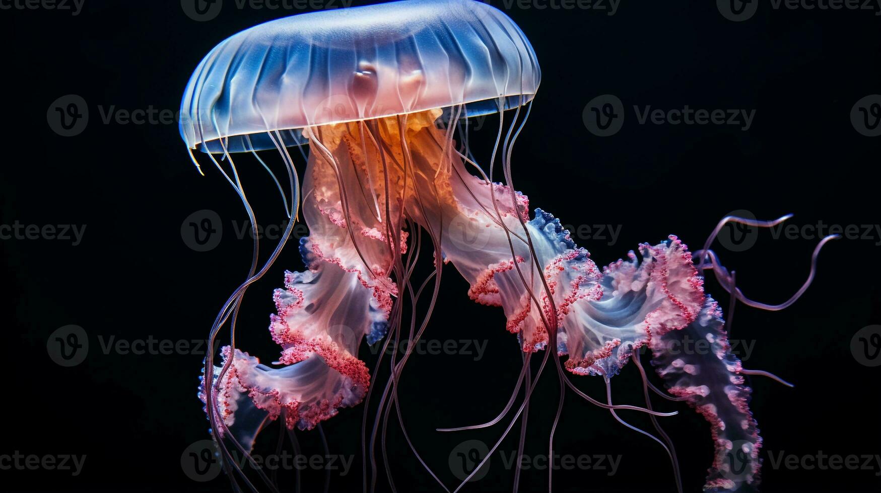 Wildlife photography of Photo of Jellyfish. Generative AI