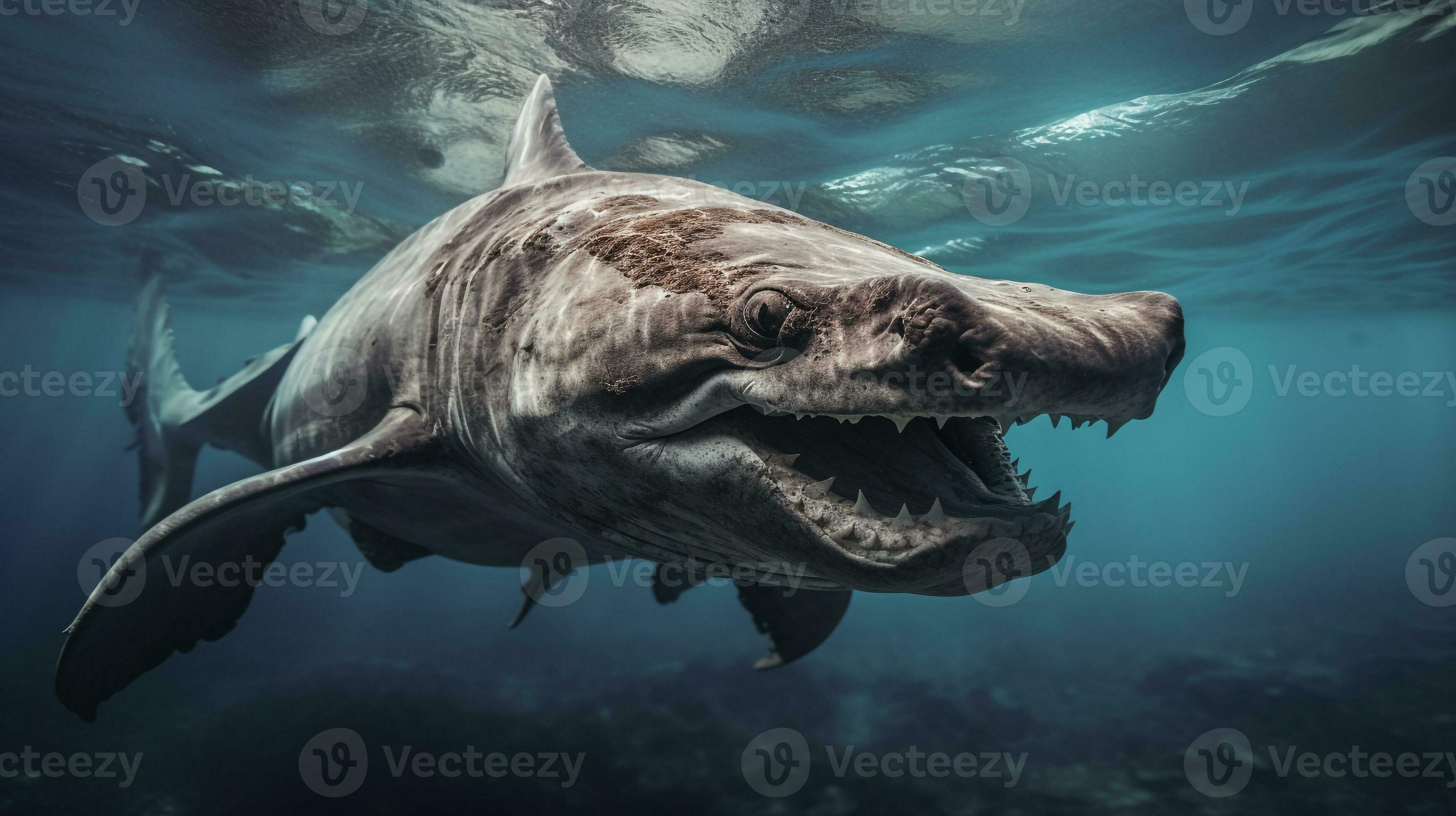 Wildlife photography of Photo of Hammerhead Shark. Generative AI