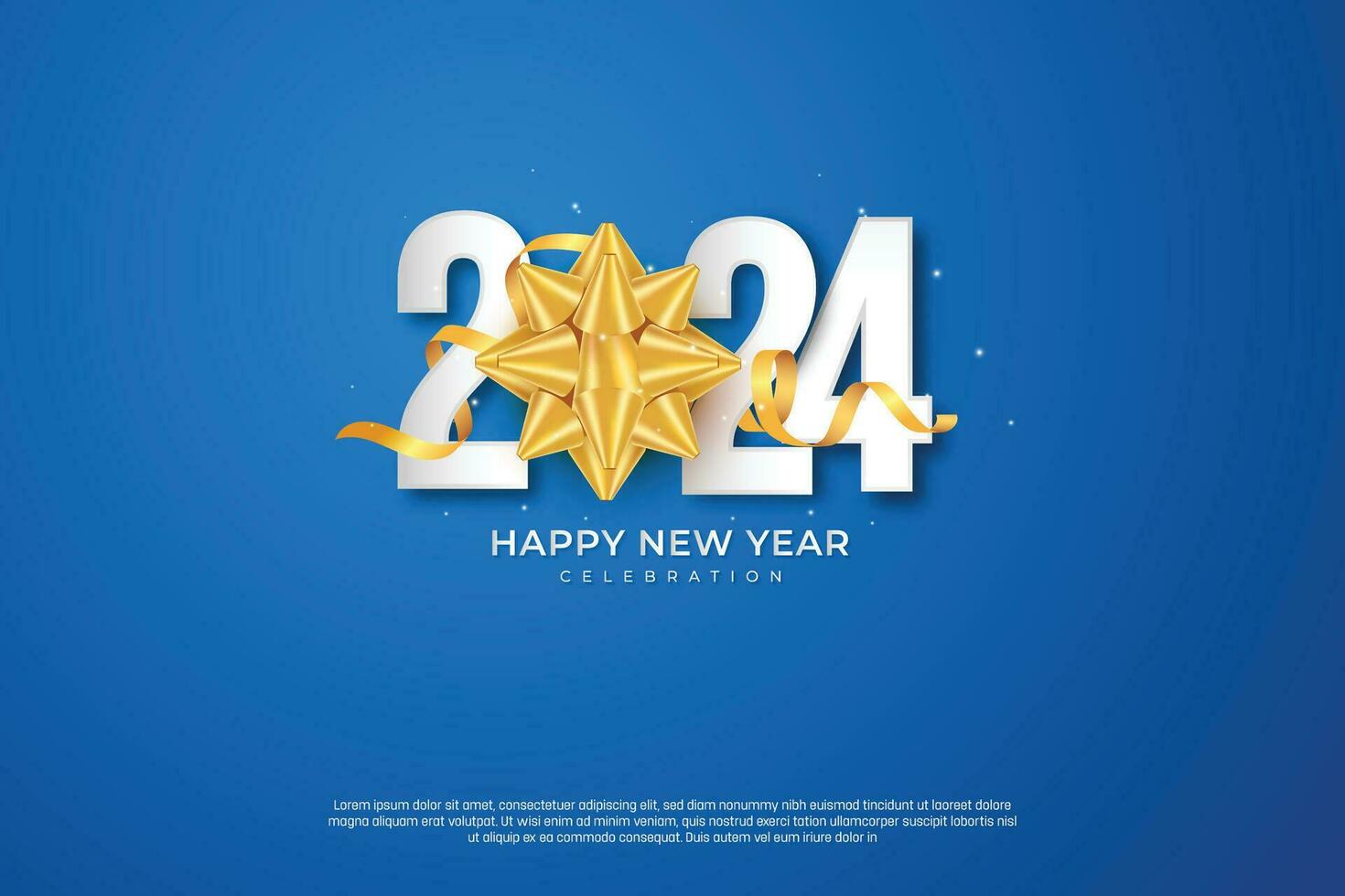 contento nuevo año 2024. festivo realista decoración. celebrar fiesta 2024 en azul antecedentes vector