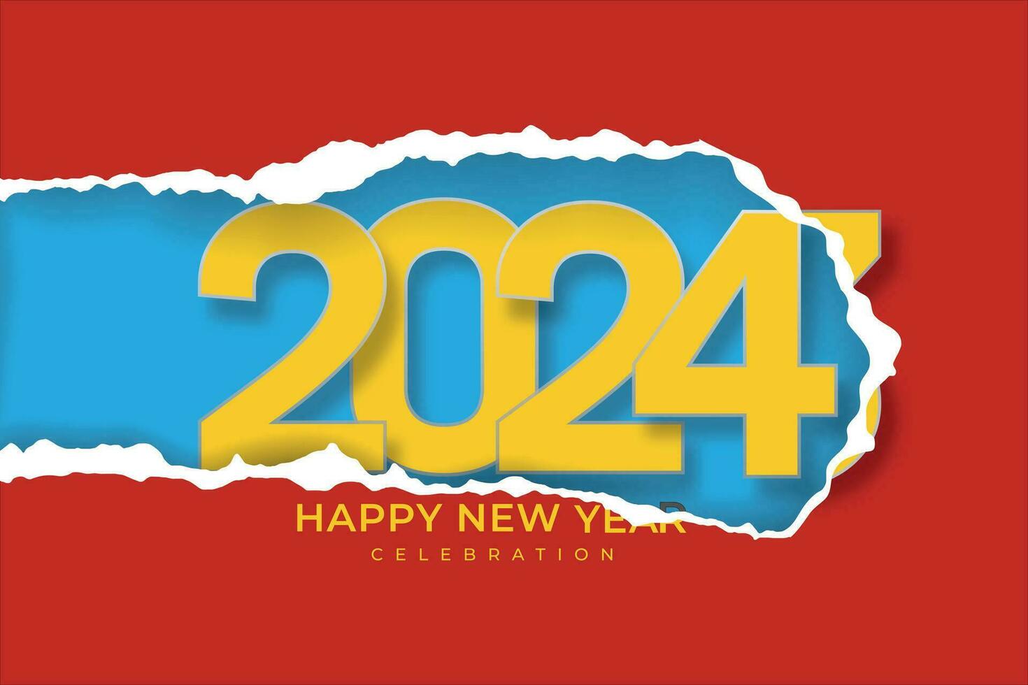 Modern Happy New Year with  realistic Torn Paper colorful simple for Background or Banner vector