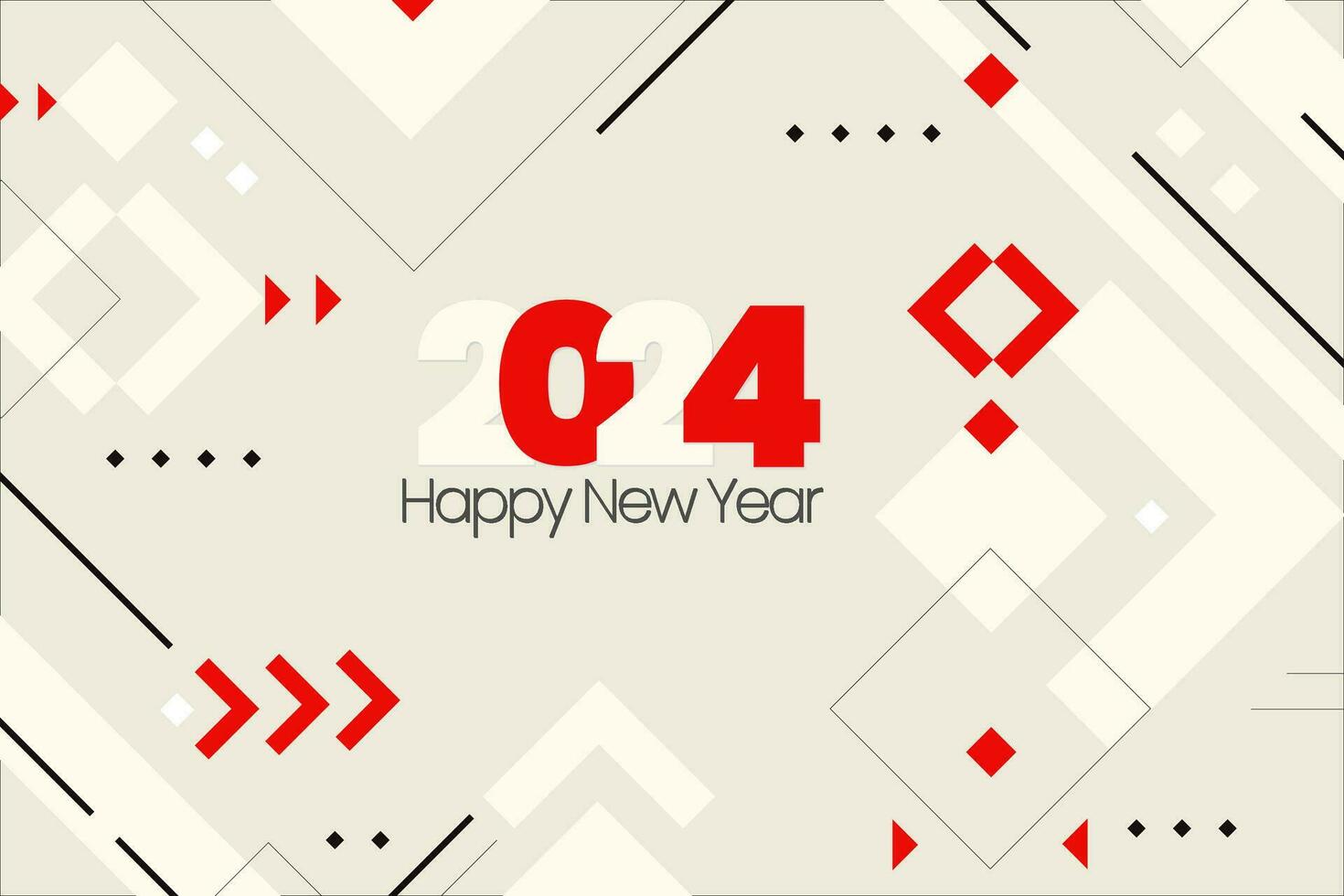 Happy New Year 2024. festive realistic decoration. Celebrate 2024 party on Geometric Background vector