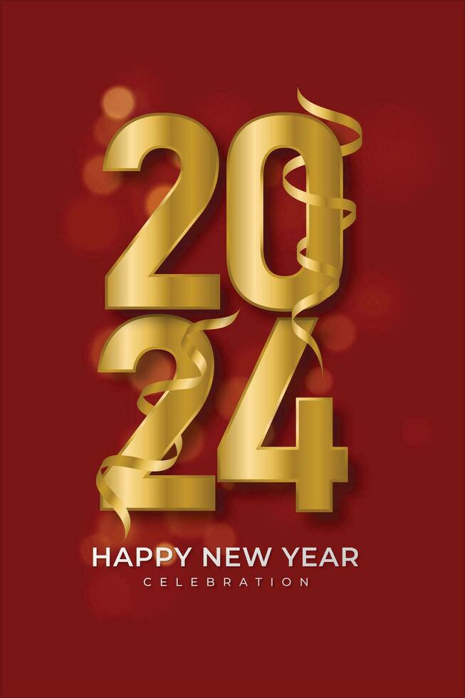sencillo y limpiar diseño contento nuevo año 2024. oro números para antecedentes para pancartas, carteles o calendario. vector