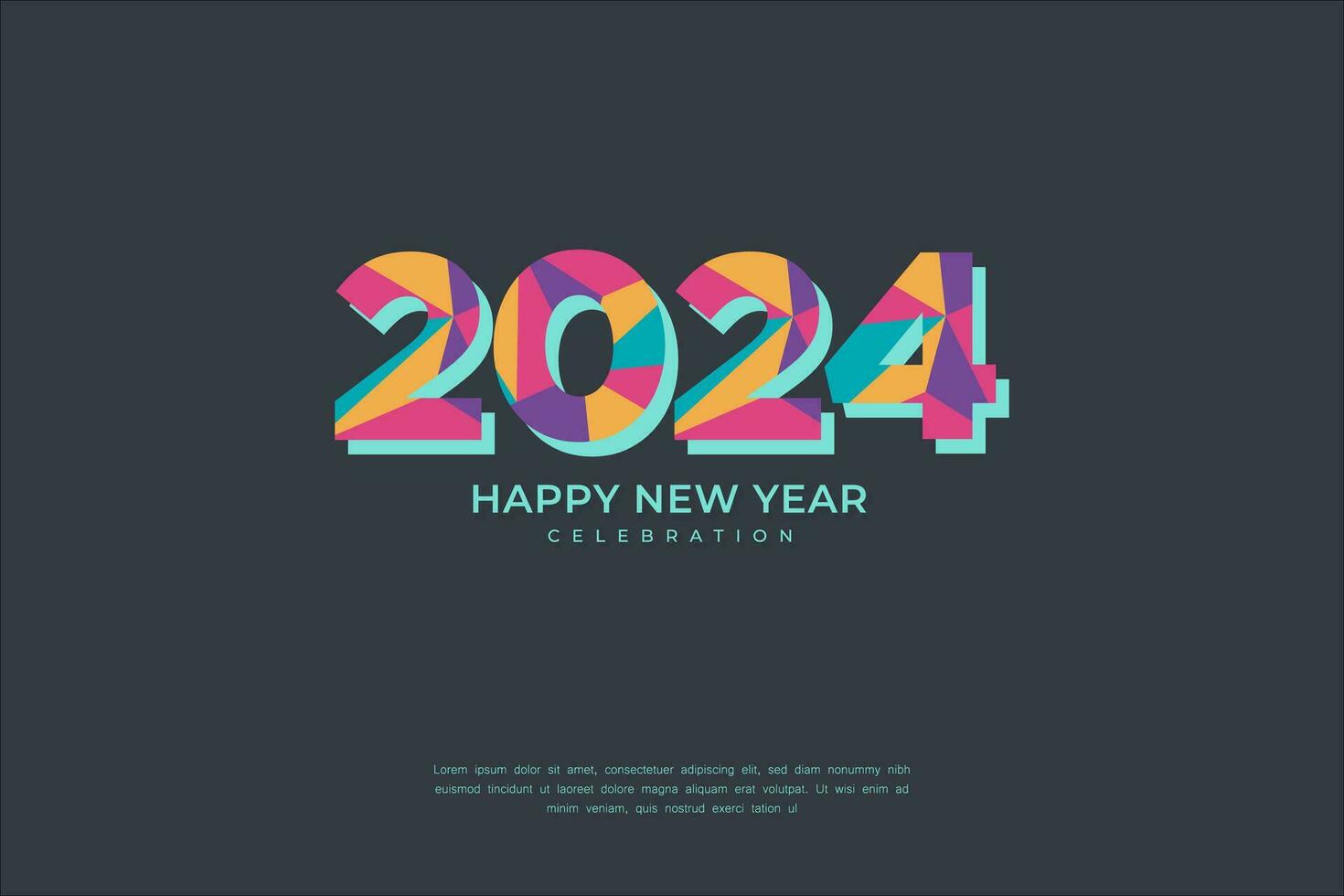 Happy New Year 2024. festive realistic decoration. Celebrate 2024 party vector