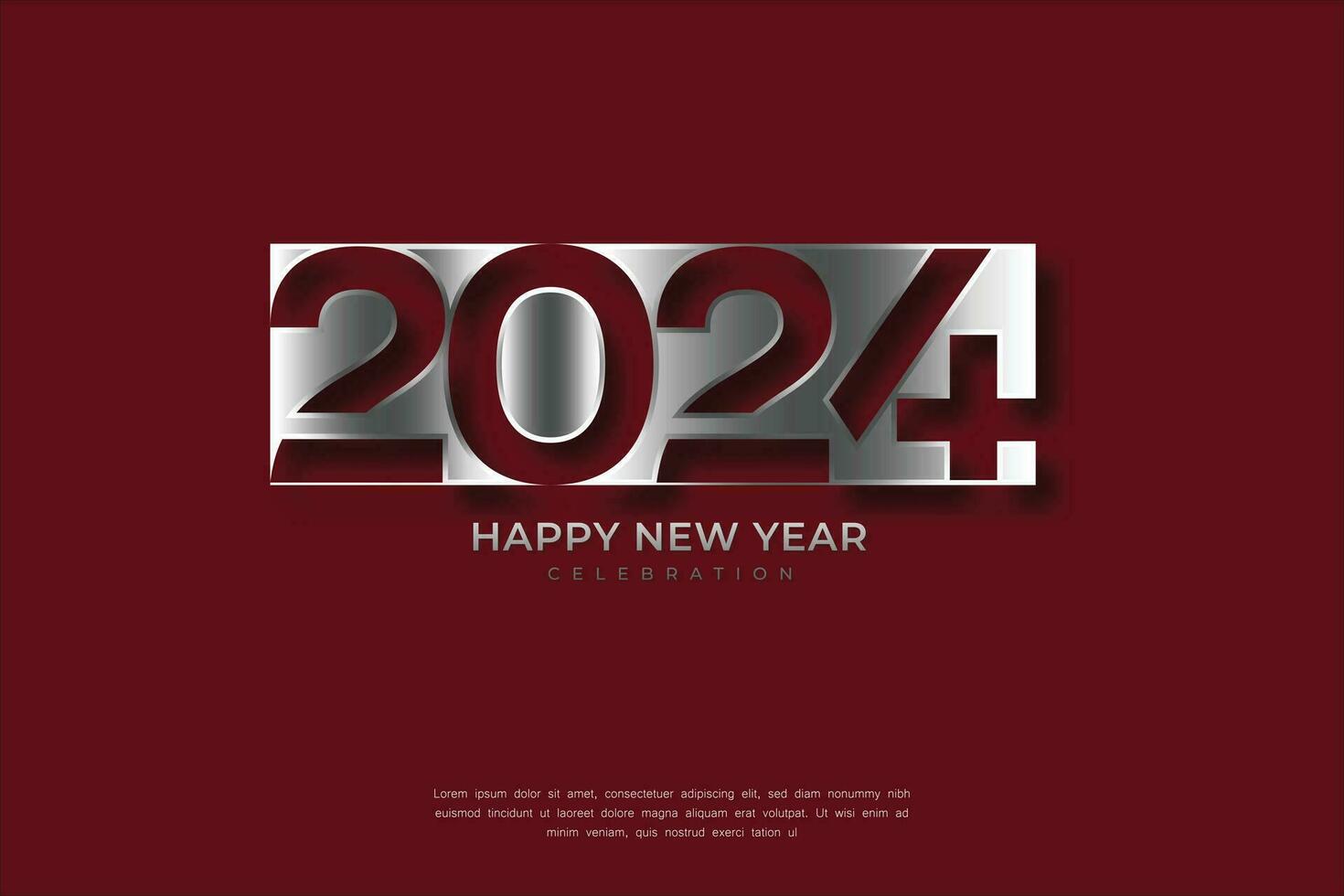 Happy new year 2024 design. With silver metal truncated number illustrations. Premium vector design