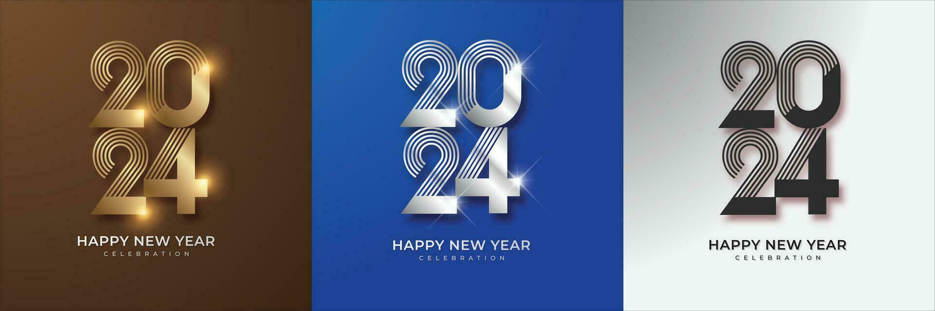 Happy New Year Number Logo Material for Happy New Year 2024 celebration. Premium design vector for Poster