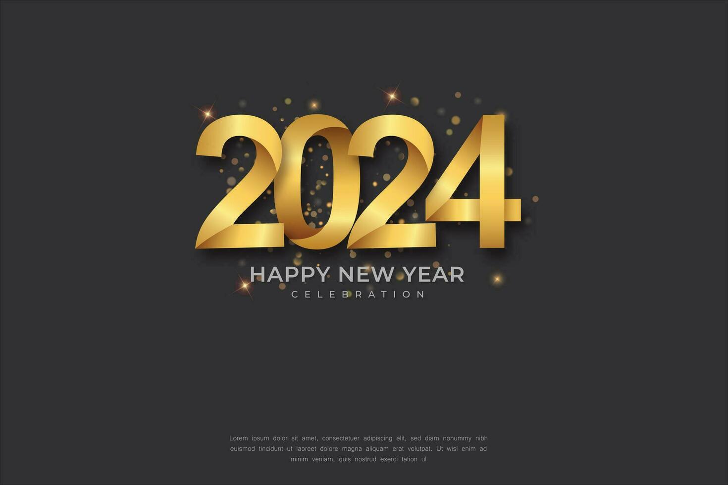 Simple and Clean Design Happy New Year 2024. Gold Numbers for Background for Banners, Posters or Calendar. vector