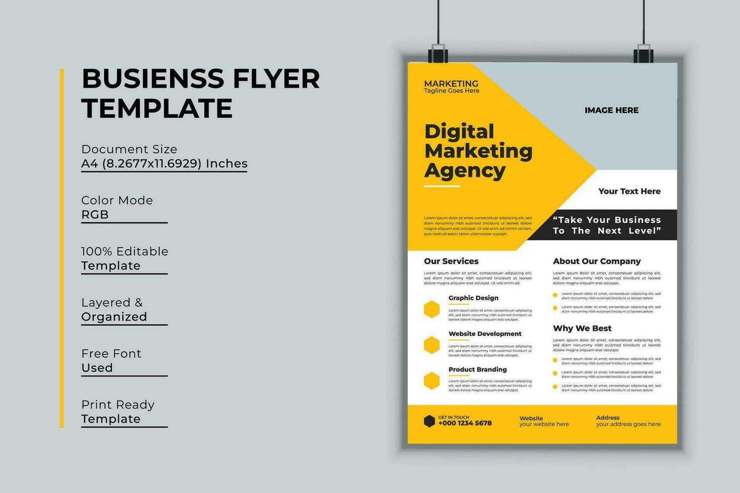 Digital marketing agency flyer design vector template