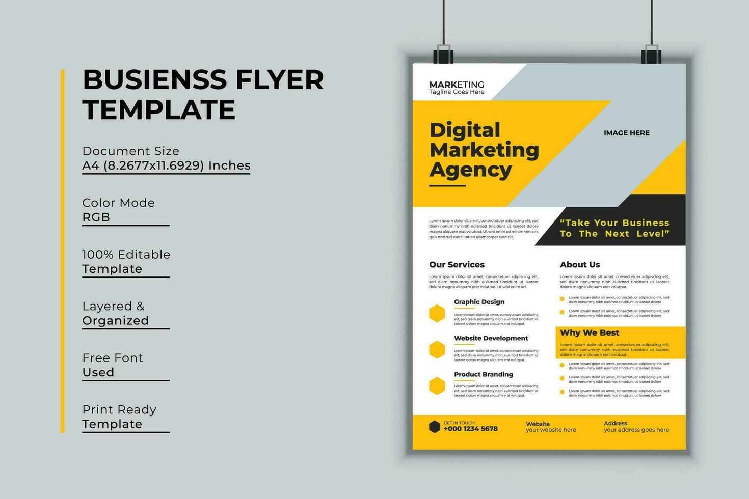 Digital marketing agency flyer design vector template