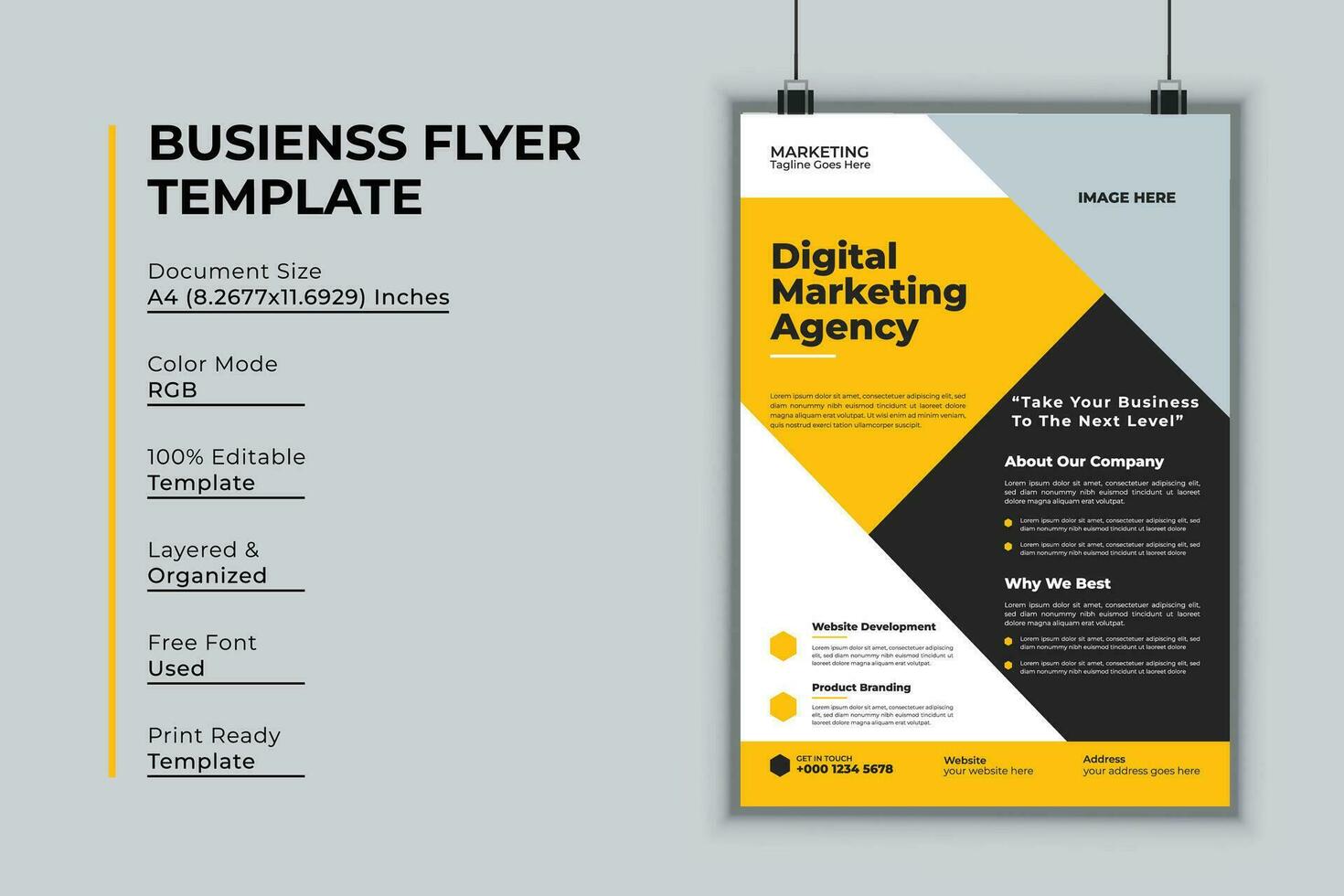 Digital marketing agency flyer design vector template