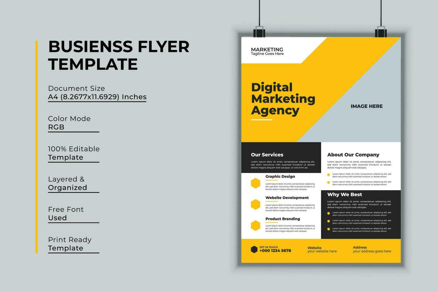 Digital marketing agency flyer design vector template