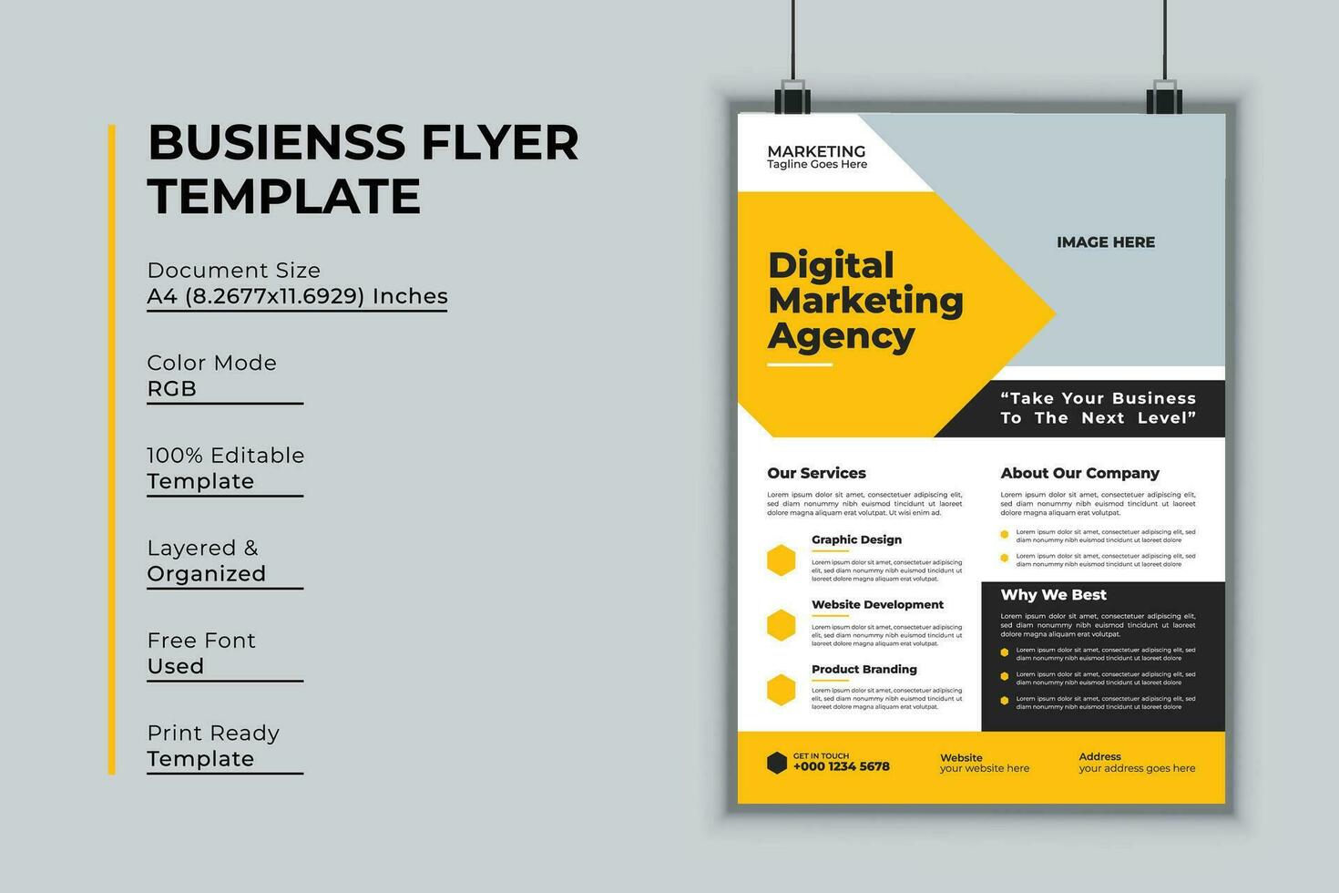 Digital marketing agency flyer design vector template