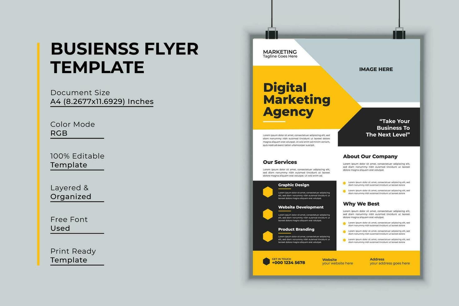 Digital marketing agency flyer design vector template