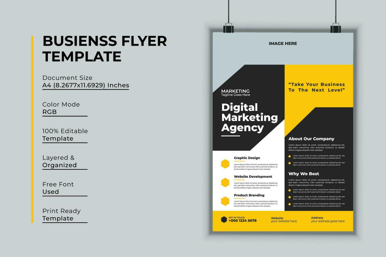 Digital marketing agency flyer design vector template